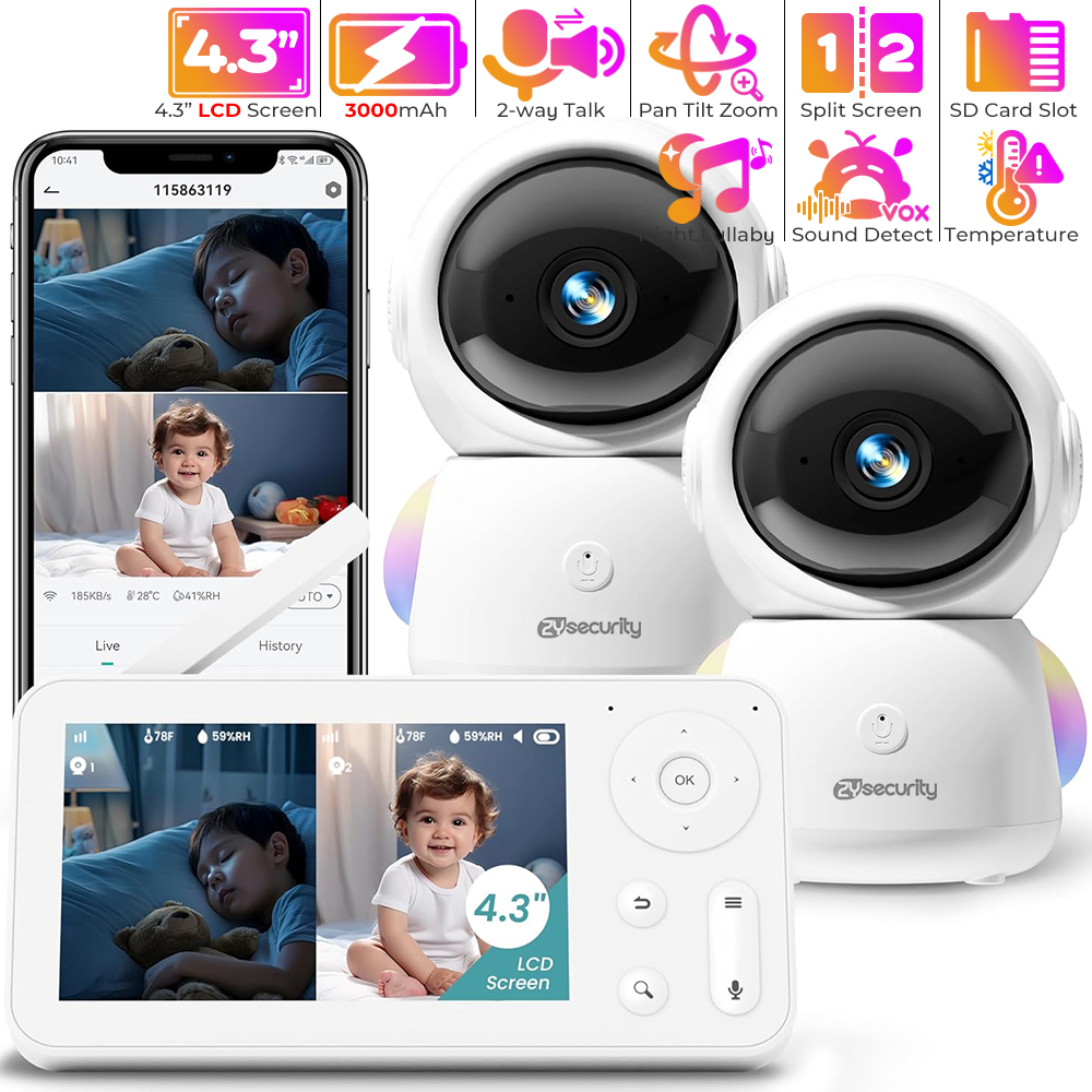 Monitor de Bebê 2K com 2 Câmer - Audio Music Google avaliação e preço
