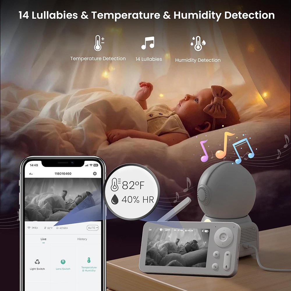 Monitor de Bebê 2K com 2 Câmer - Audio Music Google avaliação e preço