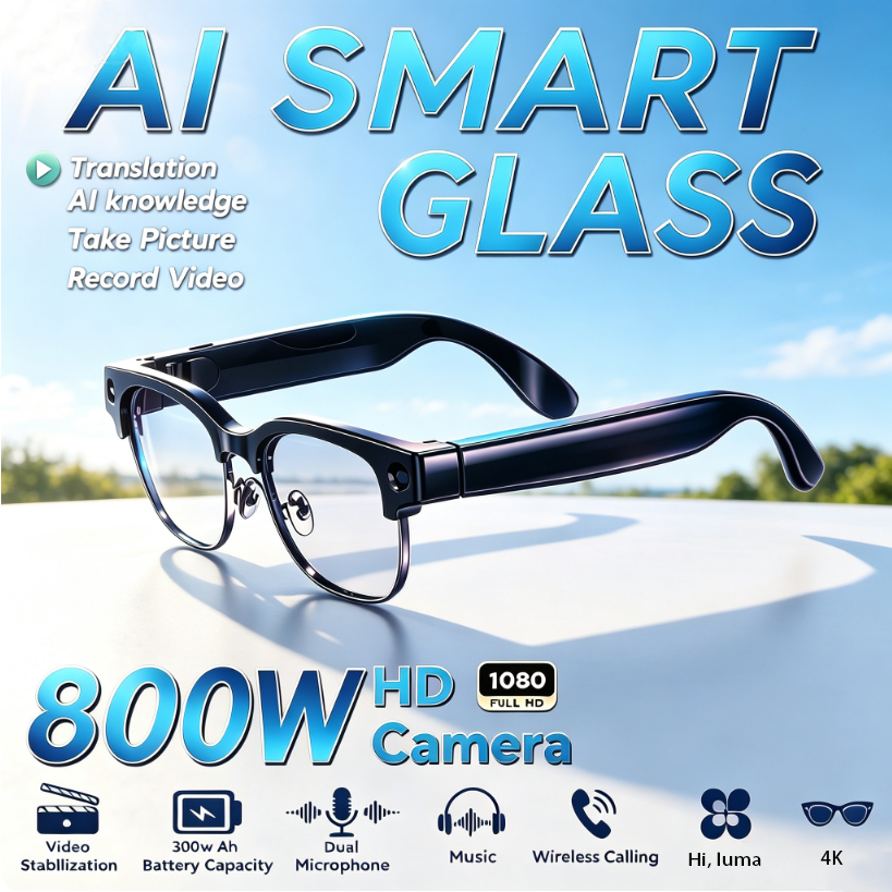 Óculos Inteligentes HD de 800W - Audio Music To Video Ai avaliação e preço
